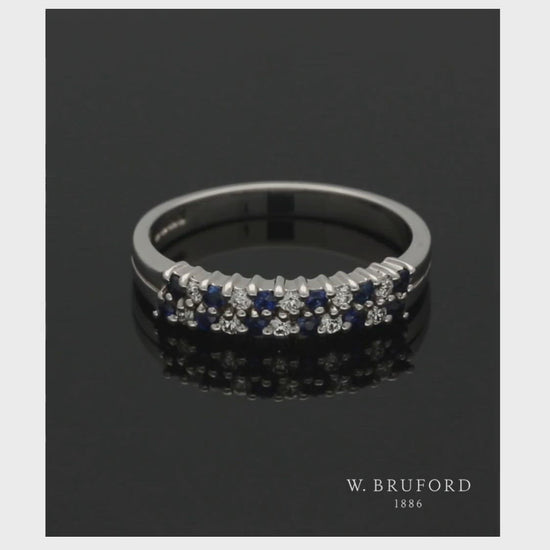 Sapphire & Diamond Half Eternity Ring in 9ct White Gold