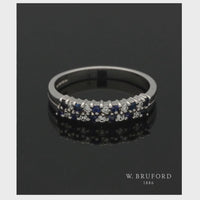 Sapphire & Diamond Half Eternity Ring in 9ct White Gold