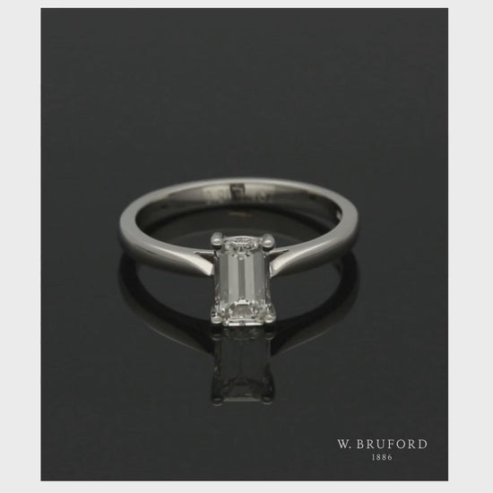 Diamond Solitaire Engagement Ring "The Zara Collection" Certificated 0.90ct Emerald Cut in Platinum