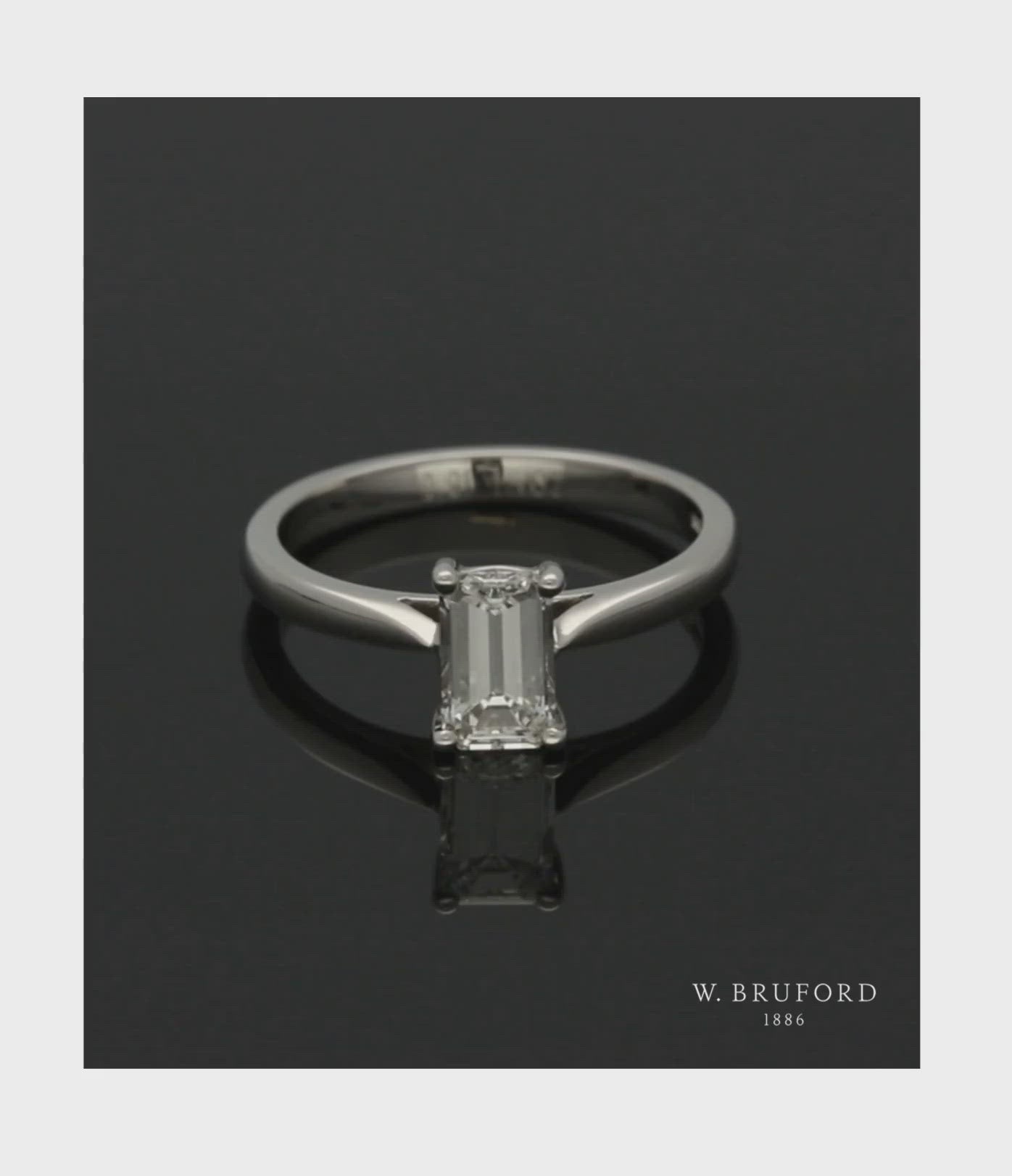 Diamond Solitaire Engagement Ring "The Zara Collection" Certificated 0.90ct Emerald Cut in Platinum