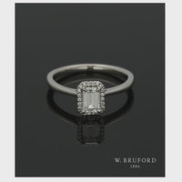 Brown & Newirth "Portia" Diamond Halo Engagement Ring 0.54ct Certificated Emerald Cut in Platinum