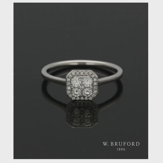 Diamond Cluster Ring 0.31ct Round Brilliant Cut in 18ct White Gold