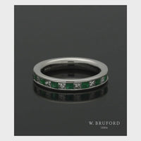 Emerald & Diamond Half Eternity Ring in Platinum