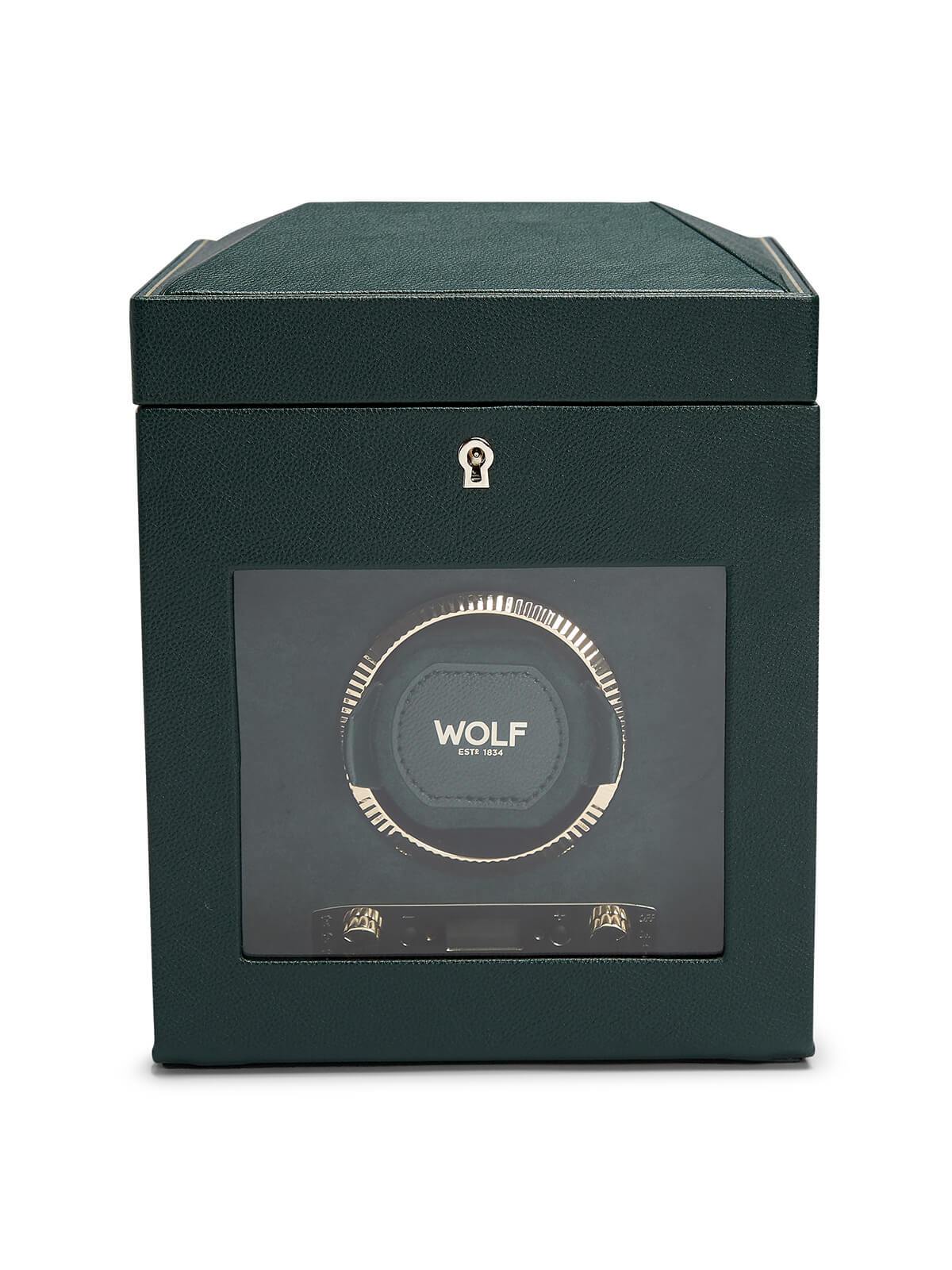 Wolf British Racing Green Single Watch Winder with Storage 792141