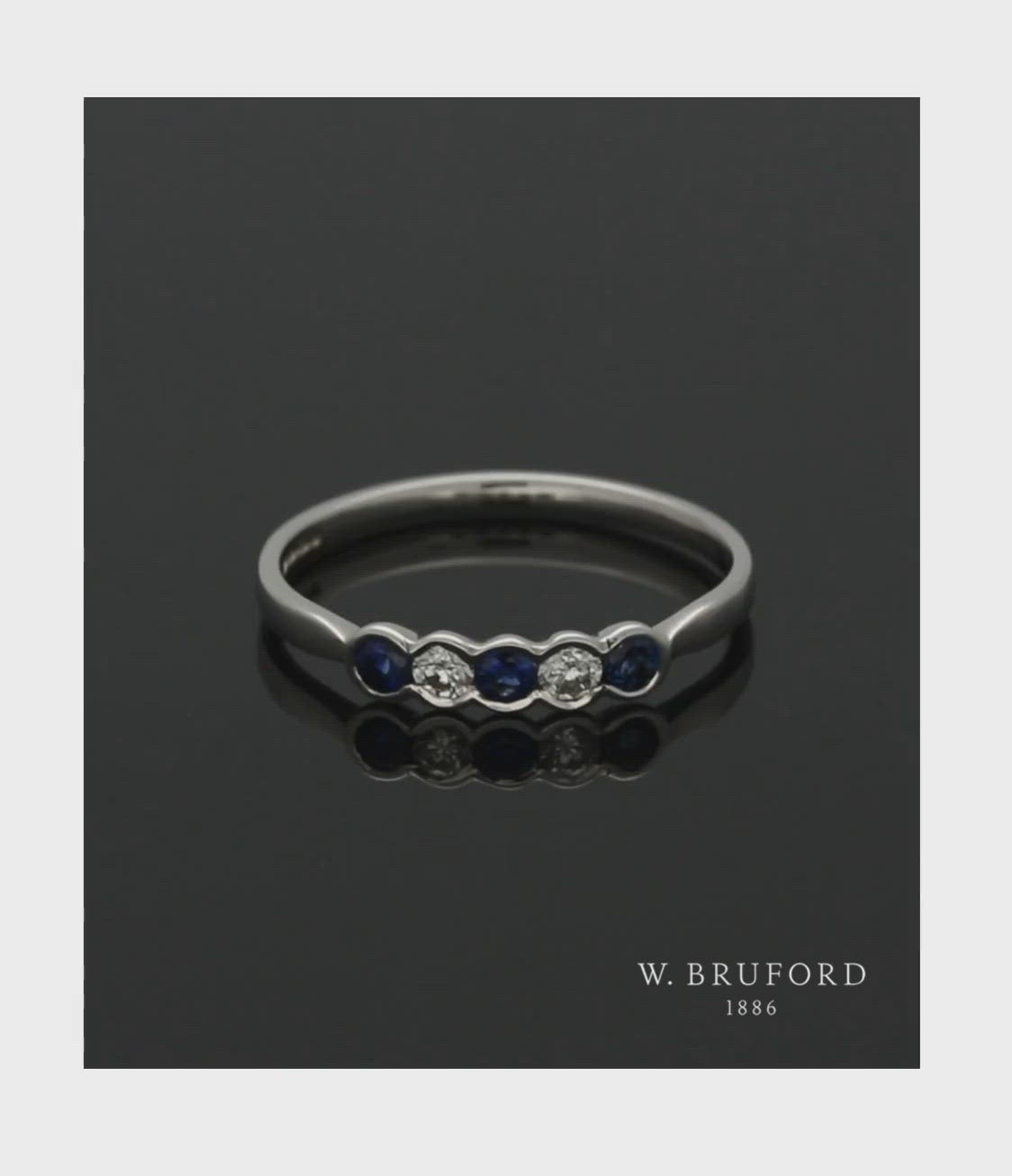 Sapphire & Diamond Five Stone Ring in 9ct White Gold
