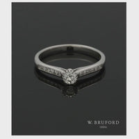 Diamond Solitaire Engagement Ring 0.35ct Round Brilliant Cut in 9ct White Gold with Diamond Shoulders