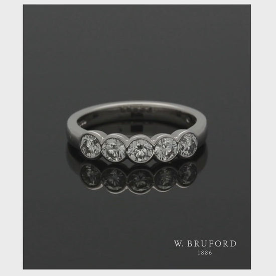 Five Stone Diamond Ring 0.81ct Round Brilliant Cut in Platinum