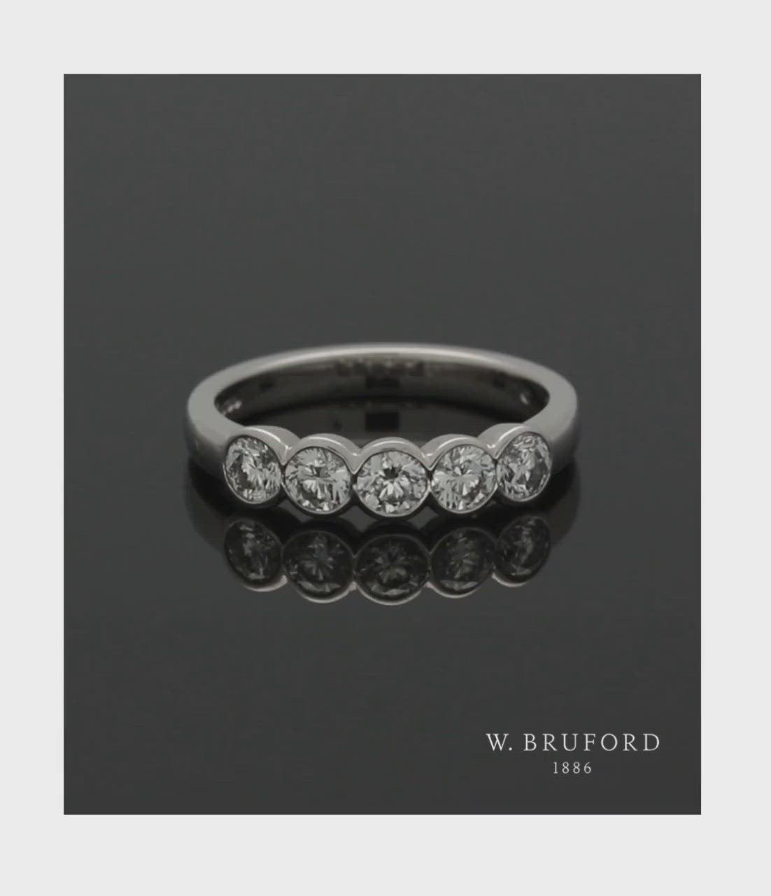 Five Stone Diamond Ring 0.81ct Round Brilliant Cut in Platinum