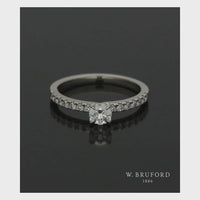 Diamond Solitaire Engagement Ring 0.33ct Certificated Round Brilliant Cut in Platinum with Diamond Shoulders