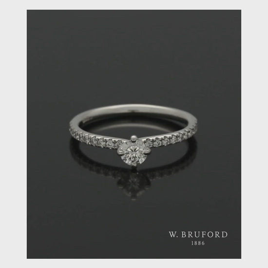 Diamond Solitaire Engagement Ring "The Adelaide Collection" 0.25ct Round Brilliant Cut in Platinum with Diamond Shoulders