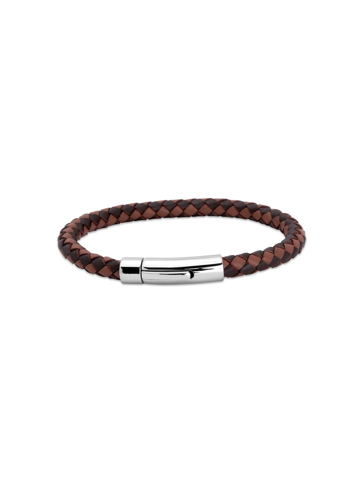 Unique & Co. 21cm Dark and Light Brown Leather Bracelet A40MB/21CM