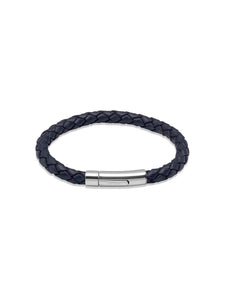 Unique & Co. 21cm Navy Blue Leather Bracelet A40NV/21CM