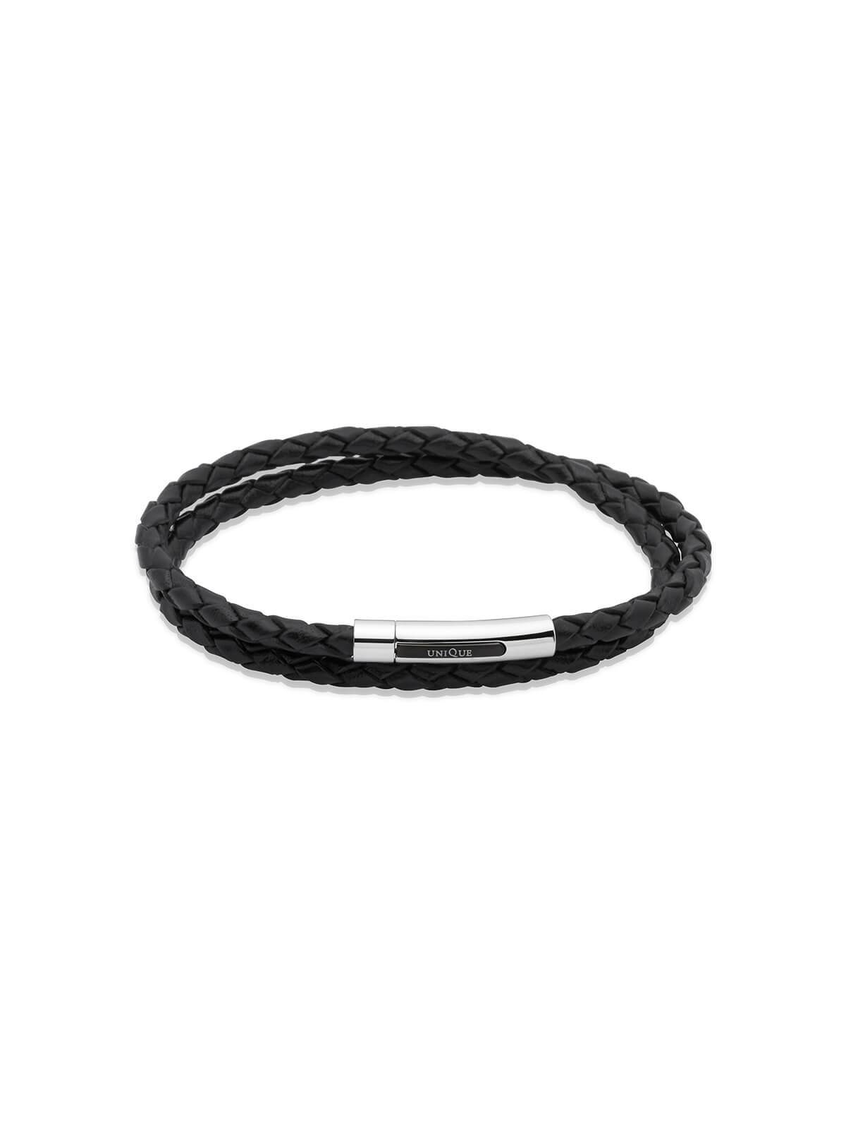 Unique & Co. 21cm Black Leather Double Wrap Bracelet B171BL/21CM