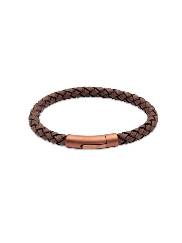 B452MO/21CM Unique & Co. 21cm Moro Leather Bracelet with Matte Brown IP Plated Clasp