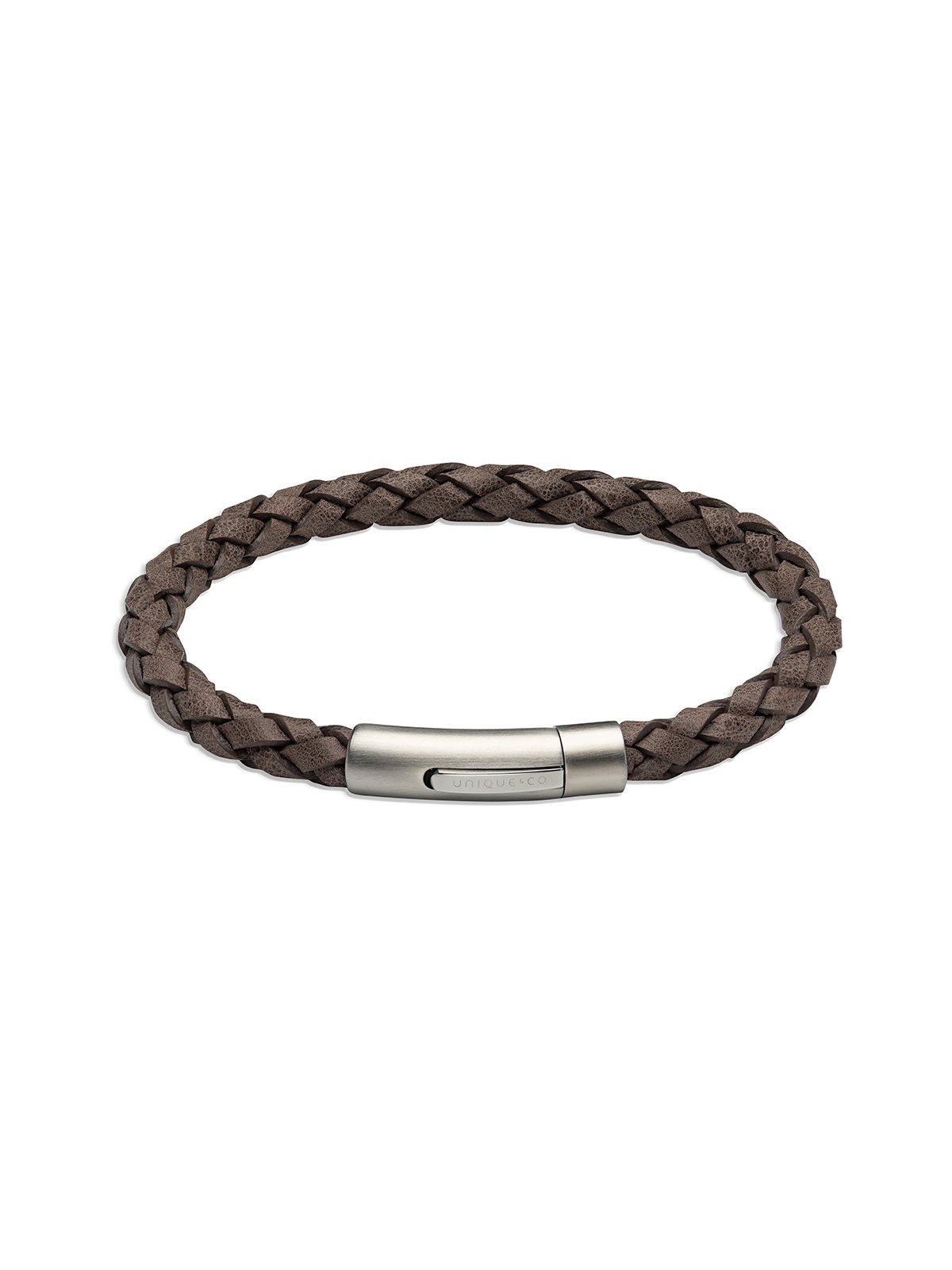 Unique & Co. 21cm Brown Leather Bracelet with Steel Clasp