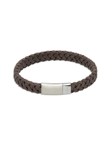Unique & Co. 21cm Moroccan Brown Leather Bracelet with Steel Clasp
