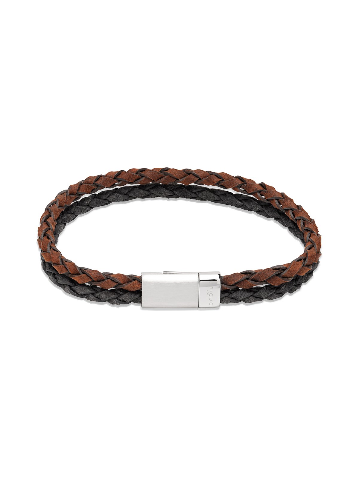 Unique & Co. 21cm Brown and Black Leather with Steel Clasp