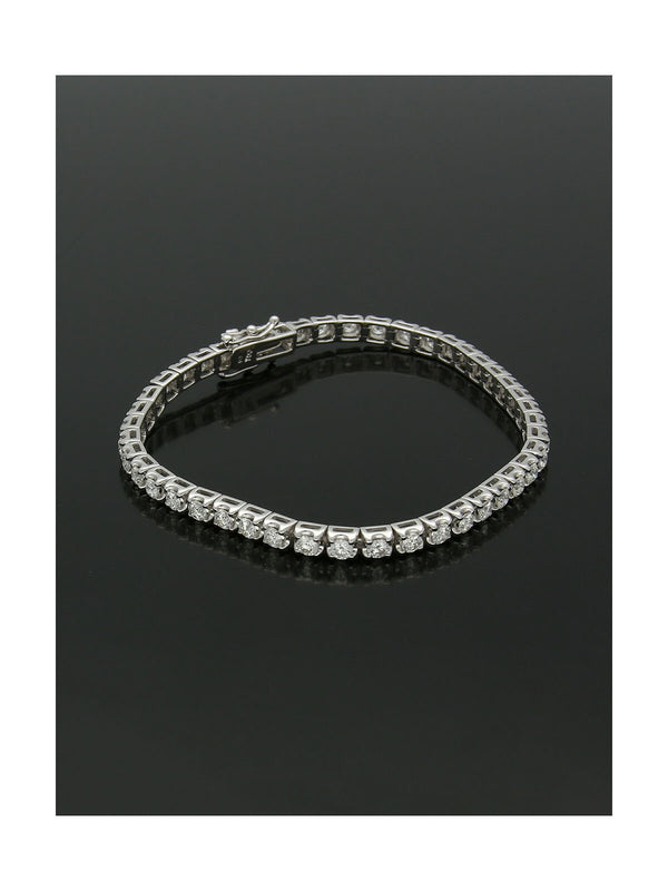 Diamond Line Bracelet 4.00ct Round Brilliant Cut in 18ct White Gold
