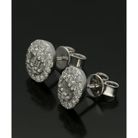 Diamond Cluster Stud Earrings 0.75ct Baguette & Round Brilliant Cut in 18ct White Gold