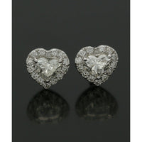 Diamond Cluster Stud Earrings 0.65ct Heart & Round Brilliant Cut in 18ct White Gold