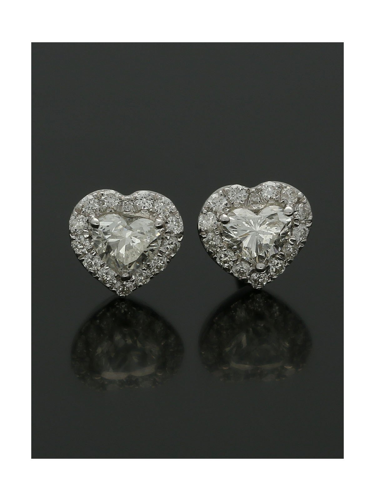 Diamond Cluster Stud Earrings 0.65ct Heart & Round Brilliant Cut in 18ct White Gold