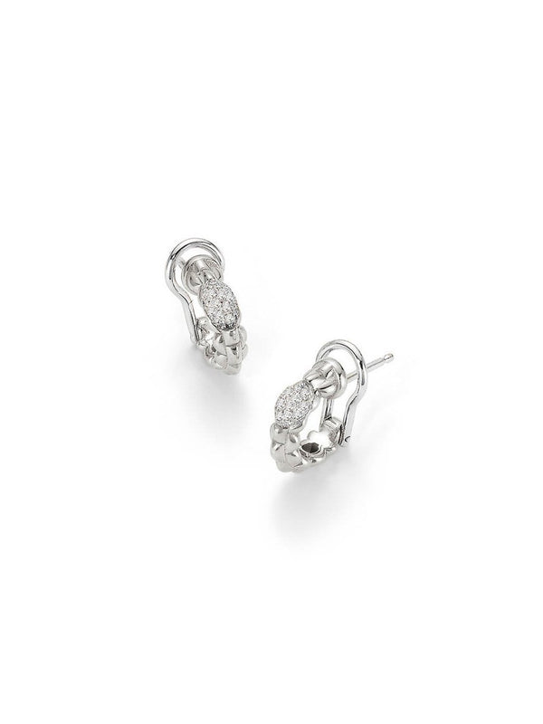 Fope Eka Tiny Hoop Earrings in 18ct White Gold with Diamonds