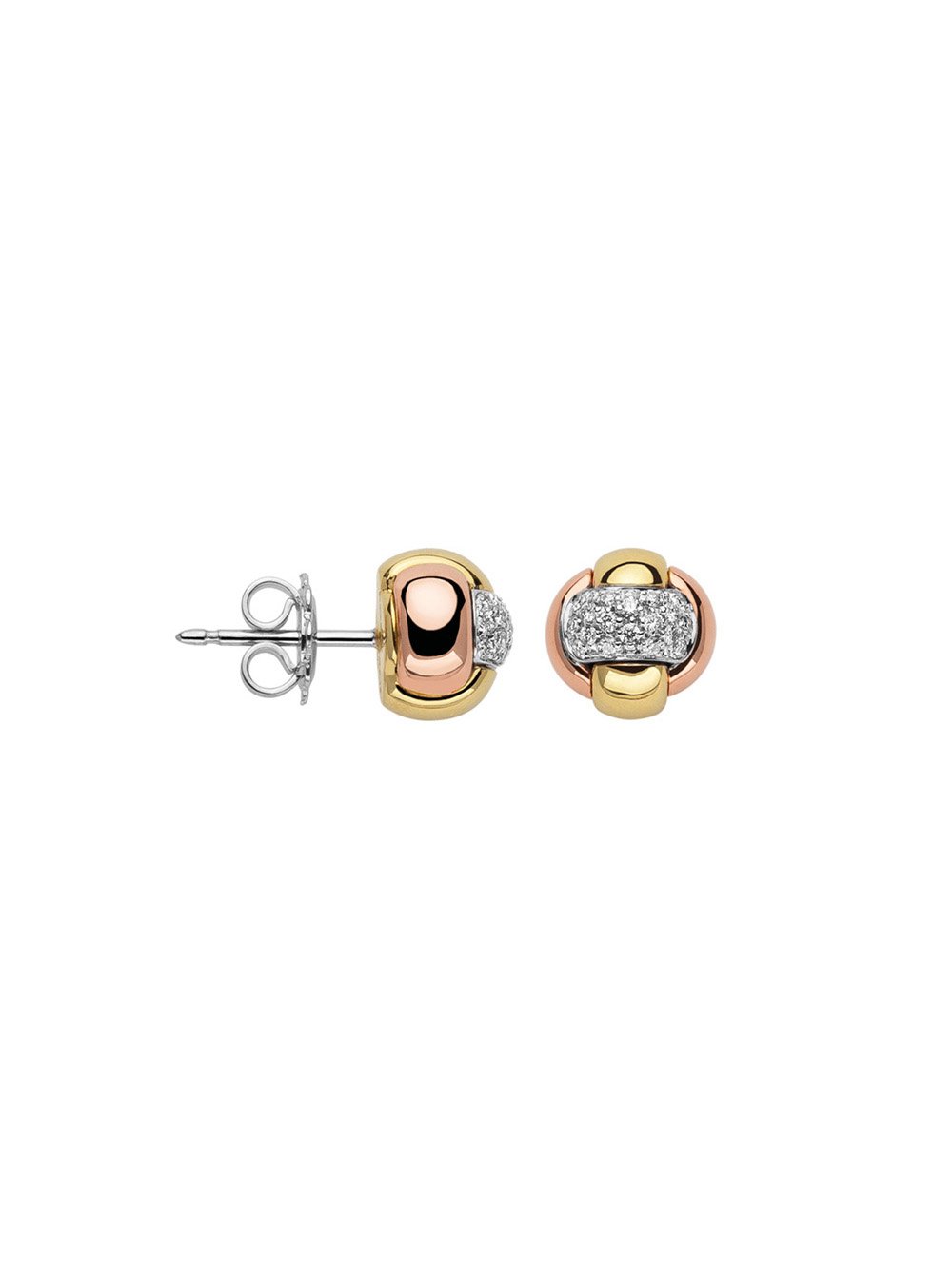 Fope Eka Earrings in 18ct Yellow & Rose Gold with Diamonds