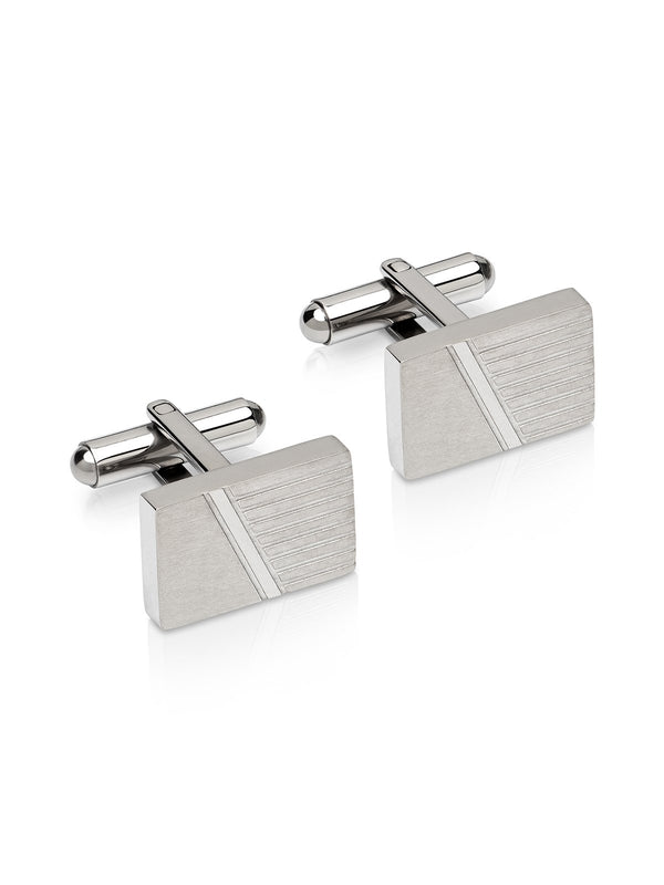 Unique & Co. Stainless Steel Striped Cufflinks