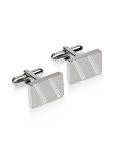 Unique & Co. Stainless Steel Striped Cufflinks