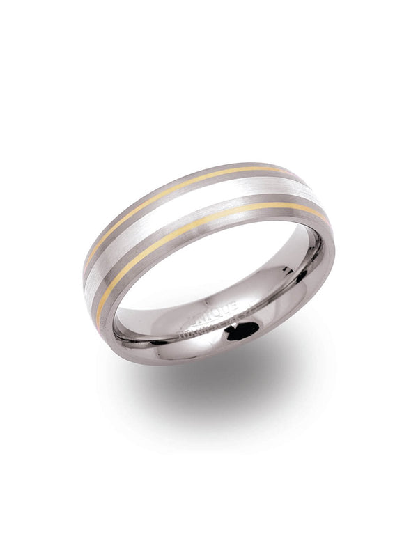 Unique & Co. Titanium, Silver and 14ct Yellow Gold Ring