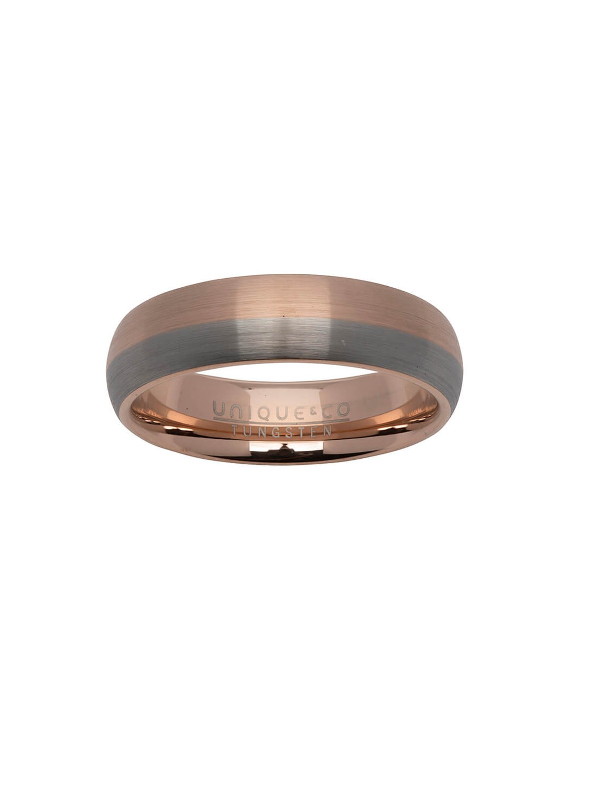 Unique & Co. Tungsten Carbide Ring with Rose Gold IP Plating - Size 64