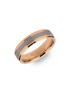 Unique & Co. Tungsten Carbide Ring with Rose Gold IP Plating - Size 58