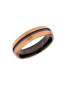 Unique & Co. Tungsten Carbide Ring with Rose and Brown IP Plating - Size 58