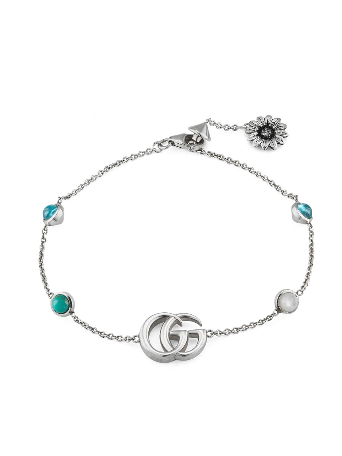 Gucci GG Marmont Silver, Mother of Pearl & Blue Topaz Bracelet