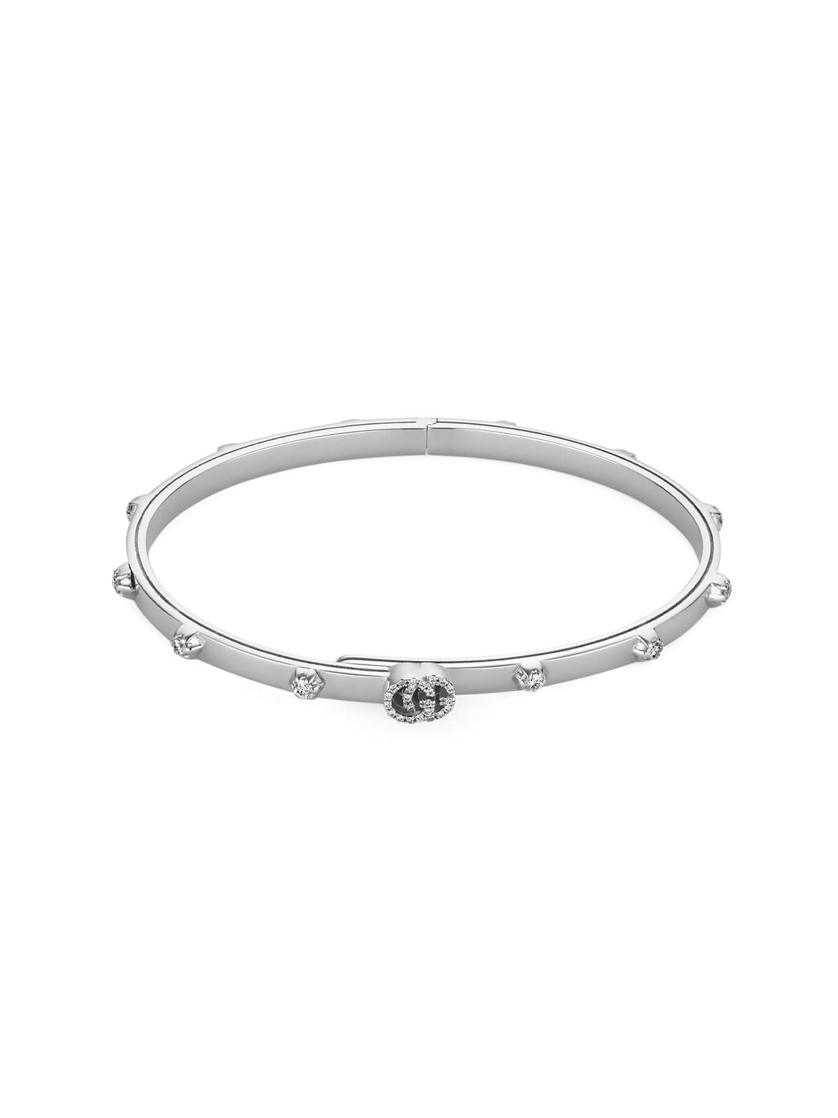 Gucci GG Running Bangle in 18ct White Gold with Diamonds YBA554573001017