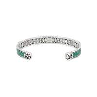 Gucci Interlocking G Bangle in Silver and Turquoise Enamel - Size 17