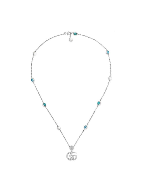 Gucci GG Marmont Silver & Turquoise Necklace