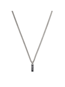 Gucci Tag Necklace in Silver & Black Enamel