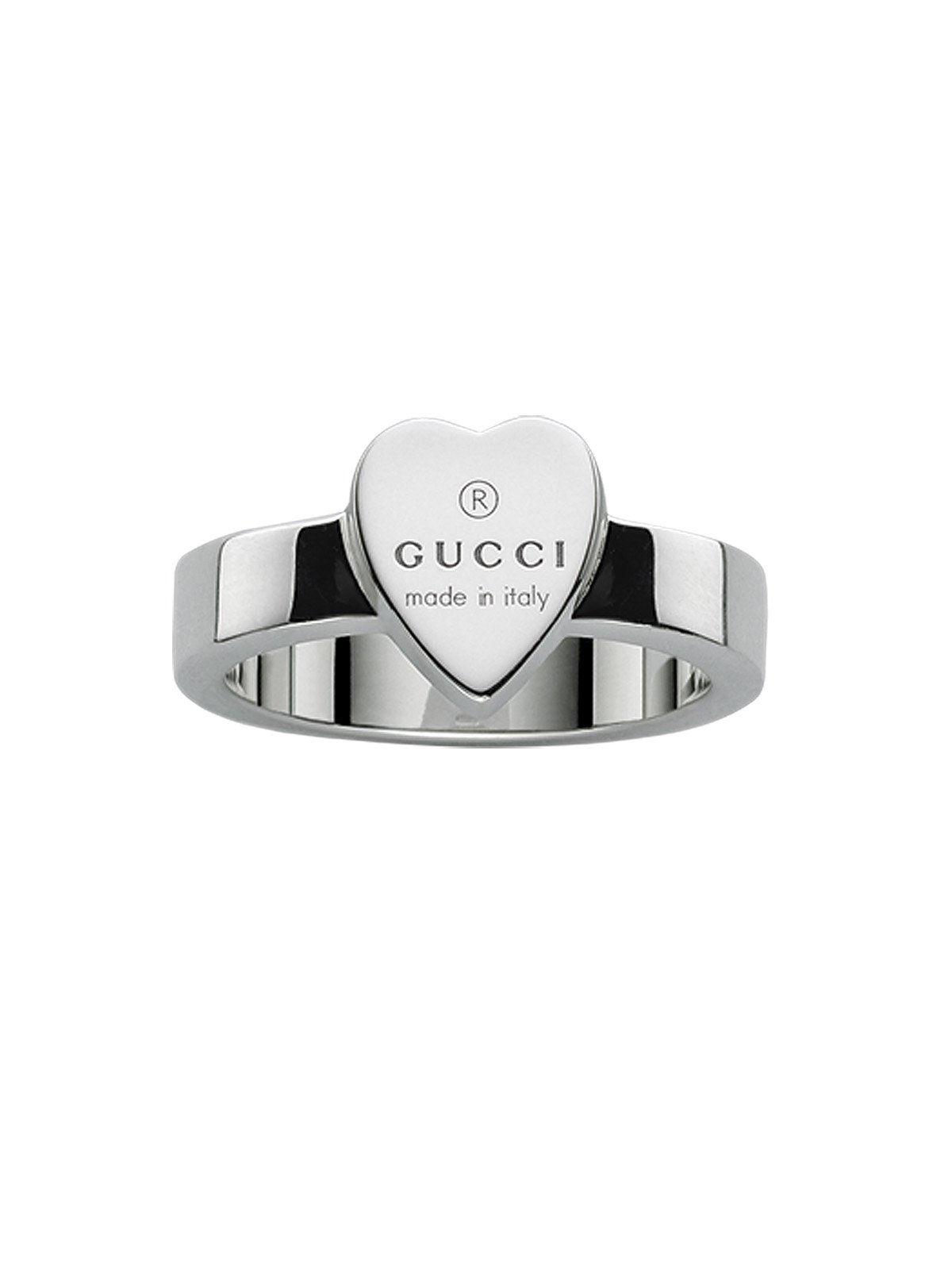 Gucci Trademark Heart Ring in Silver - Size 13