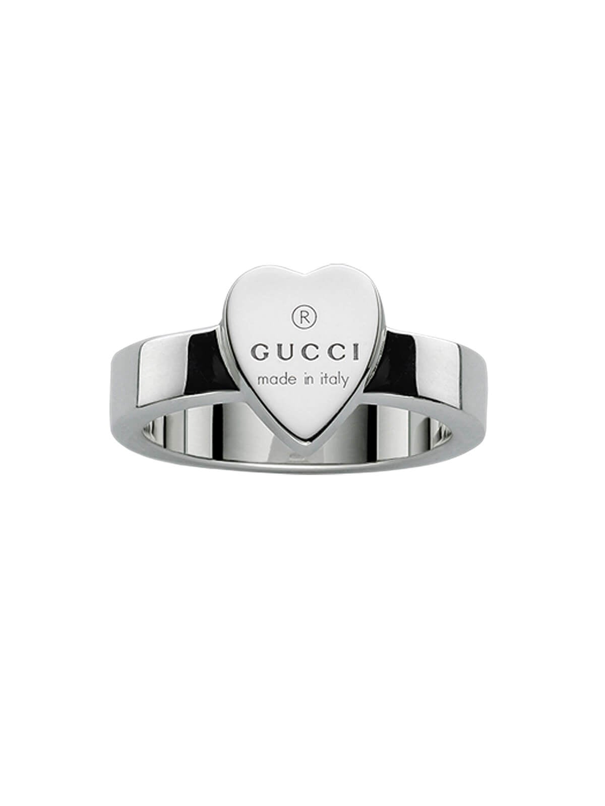 Gucci Trademark Heart Ring in Silver - Size 11
