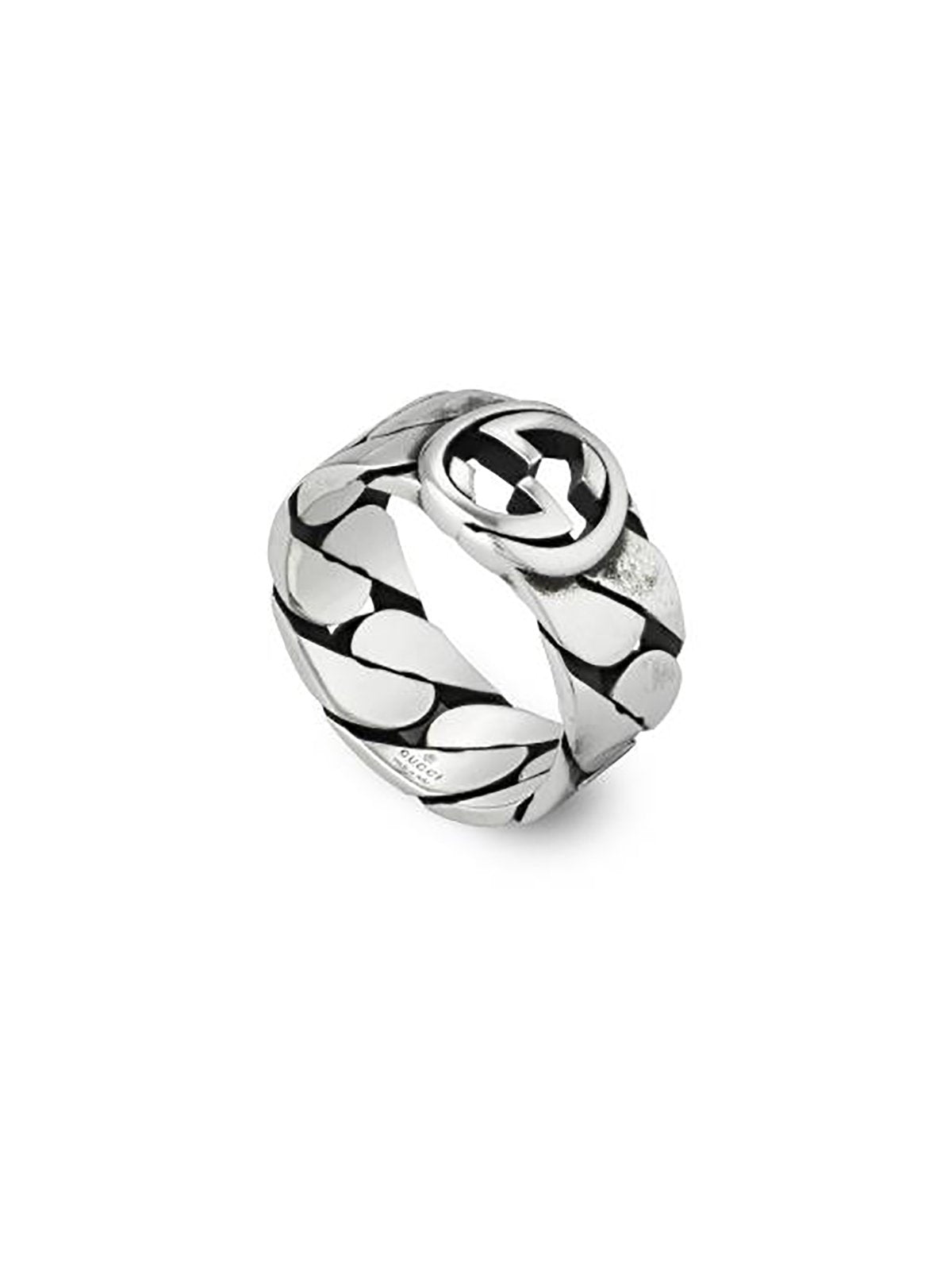 SALE Gucci Interlocking 8mm Silver Ring - Size 22 *Ex-Display*