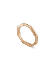 Gucci Link To Love Mirrored Ring in 18ct Rose Gold - Size 15