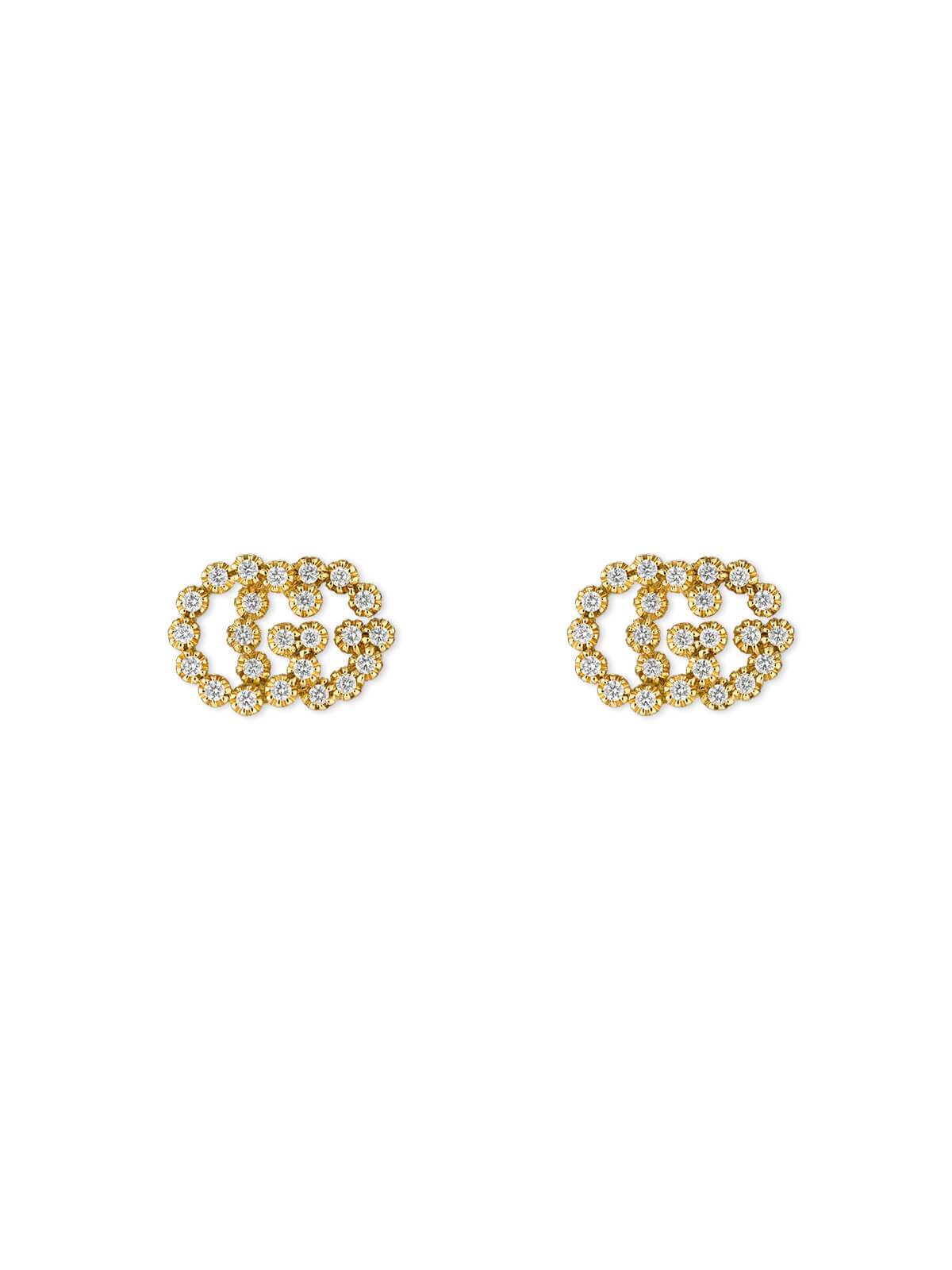 Gucci GG Running 18ct Yellow Gold & Diamond Stud Earrings