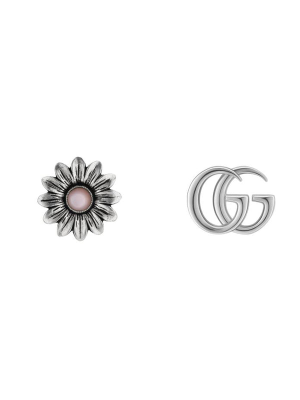 Gucci Double G Flower Stud Earrings in Silver