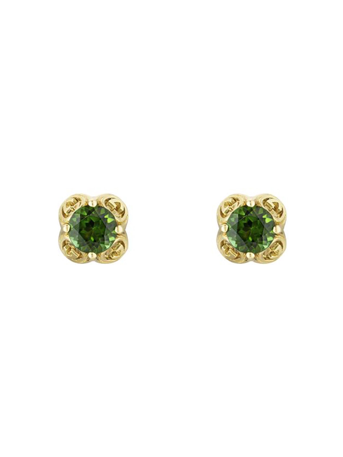 Gucci Interlocking G Stud Earrings in 18ct Yellow Gold and Tourmaline