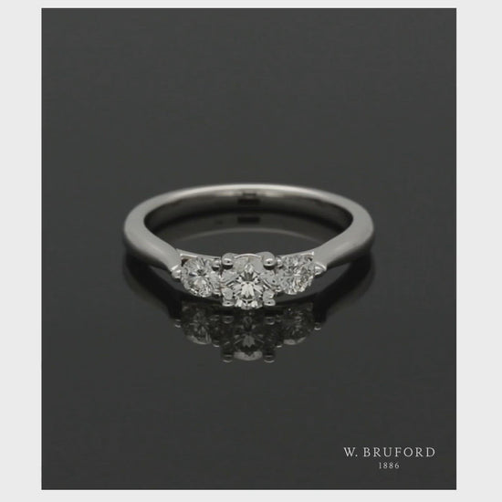 Three Stone Diamond Ring 0.62ct Round Brilliant Cut in 18ct White Gold