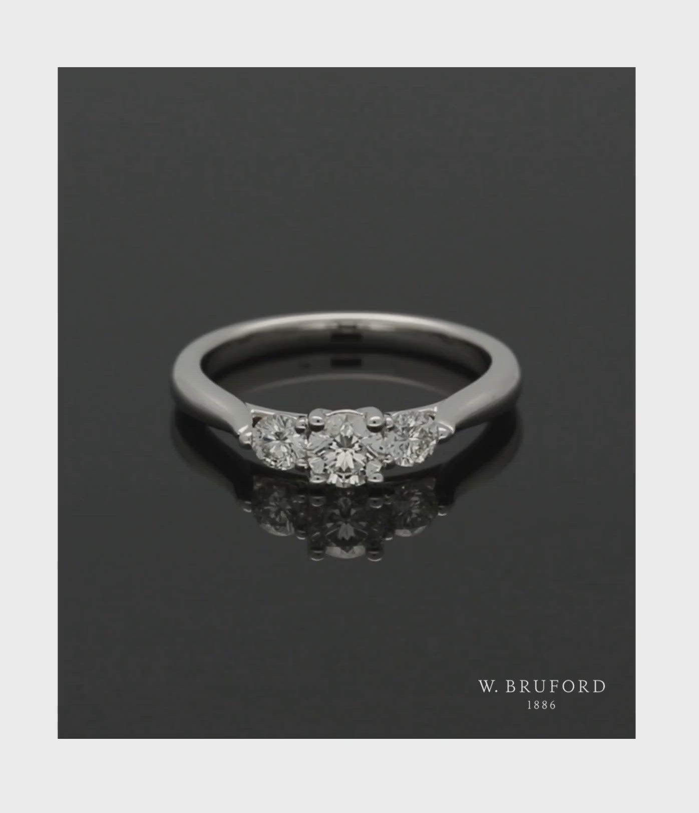 Three Stone Diamond Ring 0.62ct Round Brilliant Cut in 18ct White Gold