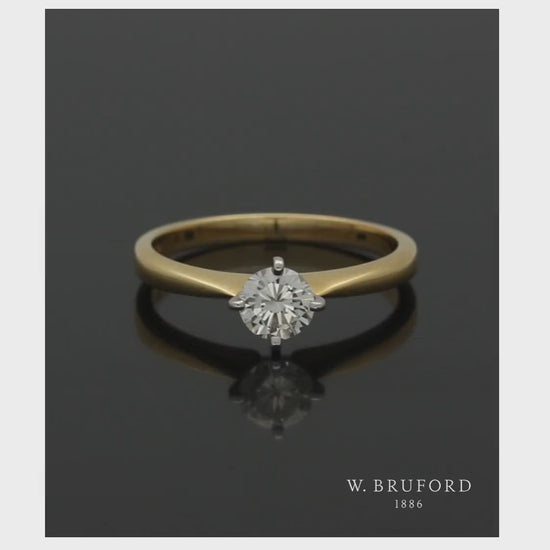 Pre Owned Diamond Solitaire Ring 0.50ct in 18ct Yellow & White Gold