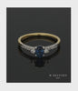 Sapphire & Diamond Three Stone Ring in 18ct Yellow & White Gold with Diamond Shoulders