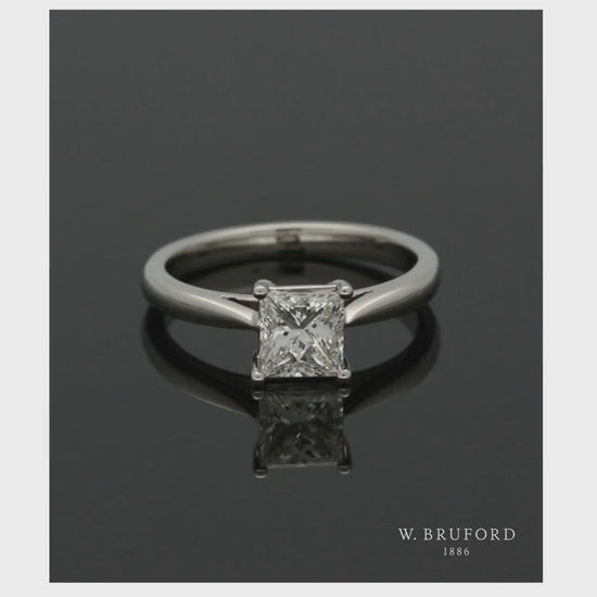 Diamond Solitaire Engagement Ring "The Grace Collection" Certificated 1.00ct Princess Cut in Platinum
